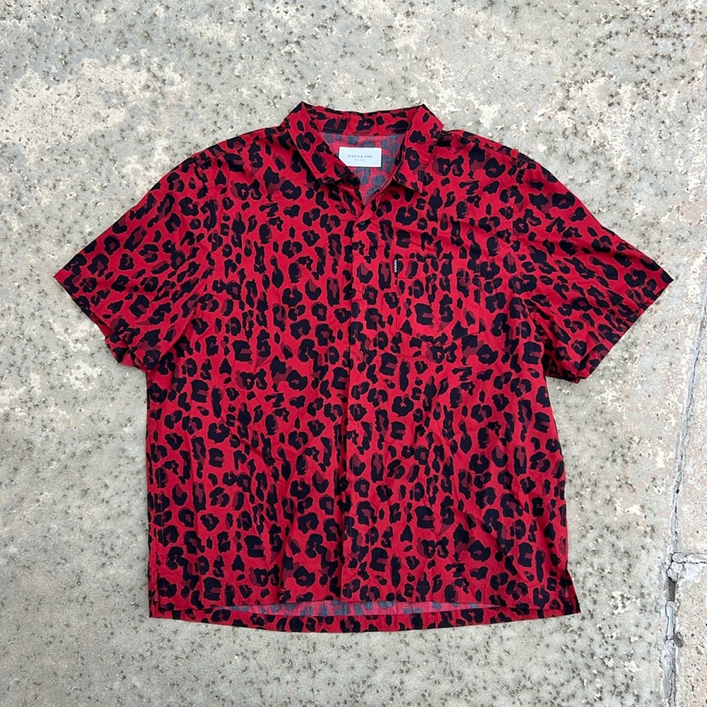 Ovadia and Sons Red Cheetah Button Up